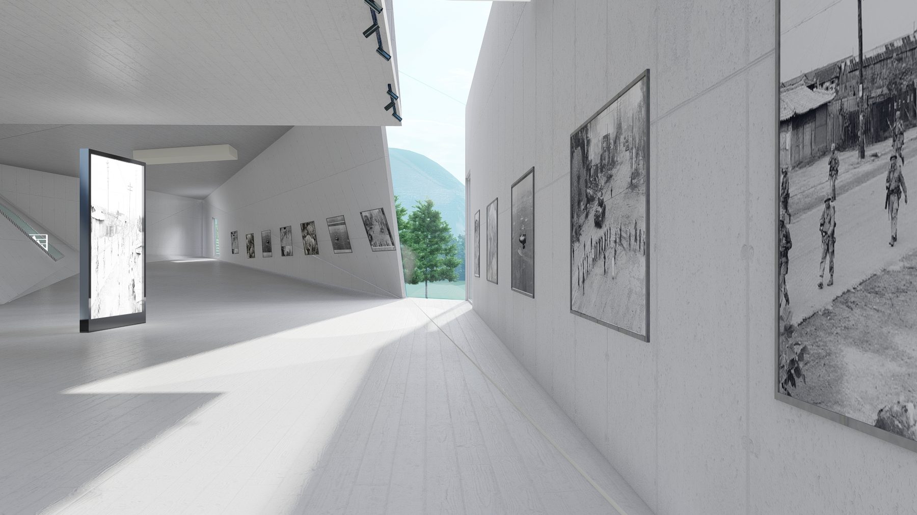 Gallery corridor with war photography