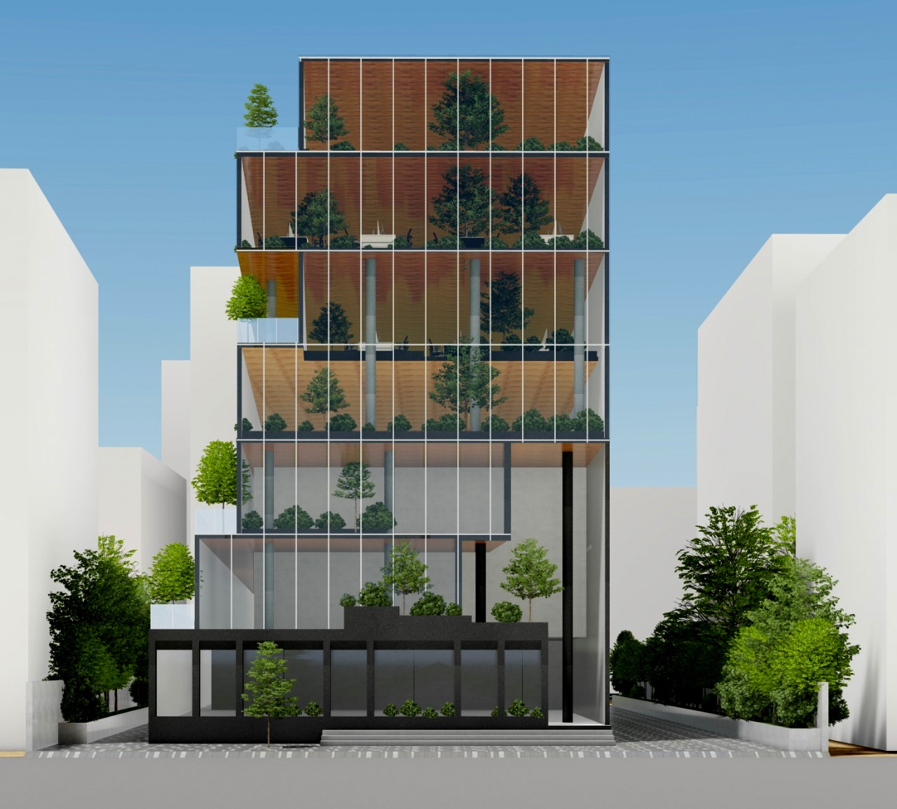 Attibele — warm soffits and terrace planting