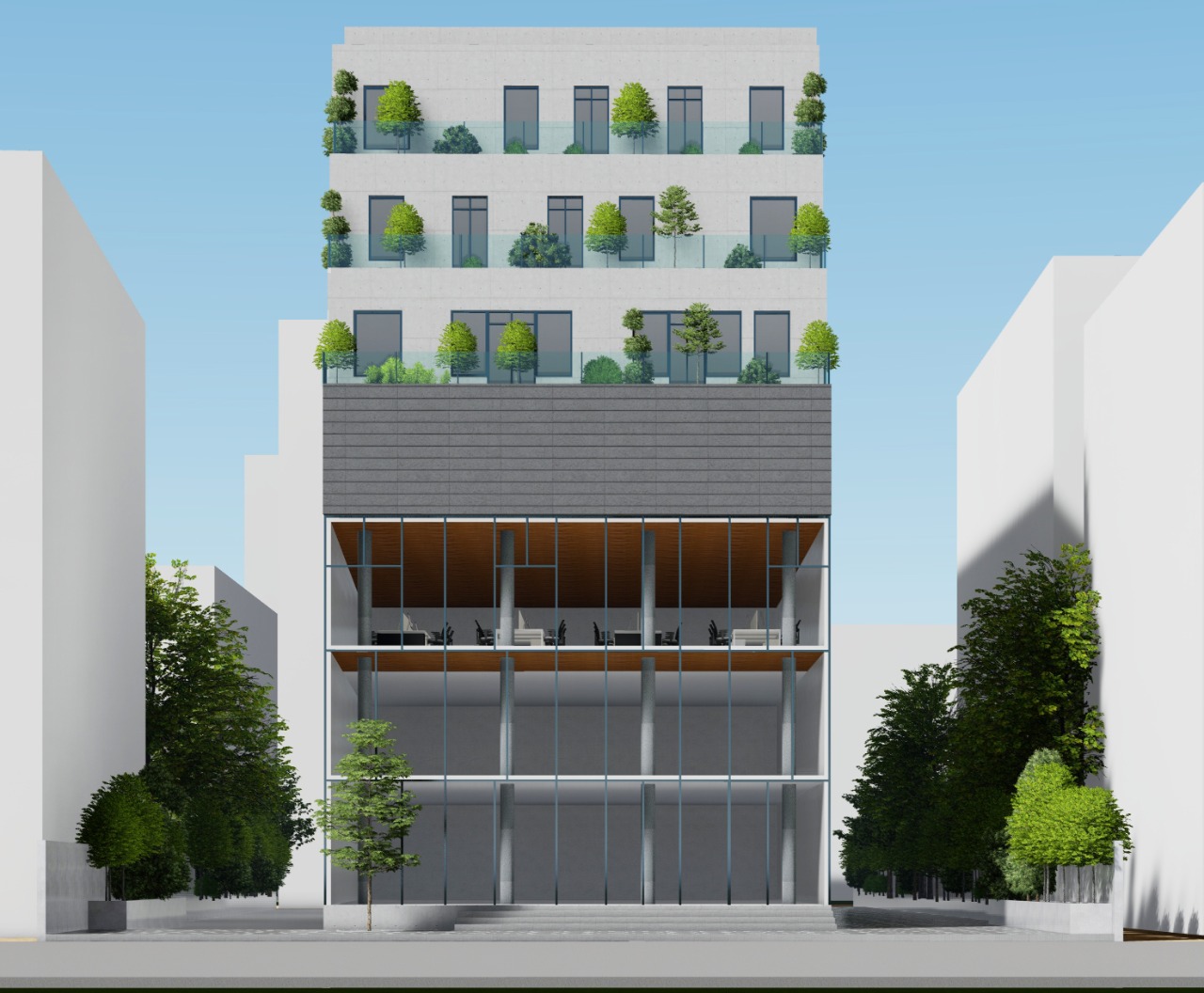 Attibele — stone-banded upper floors with balconies