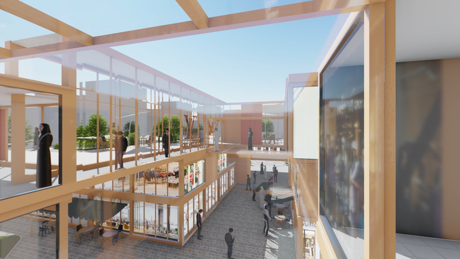 Dammam — covered retail arcade with timber pergola