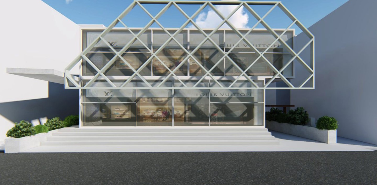 Deepaks Complex — faceted diagrid glass skin façade concept