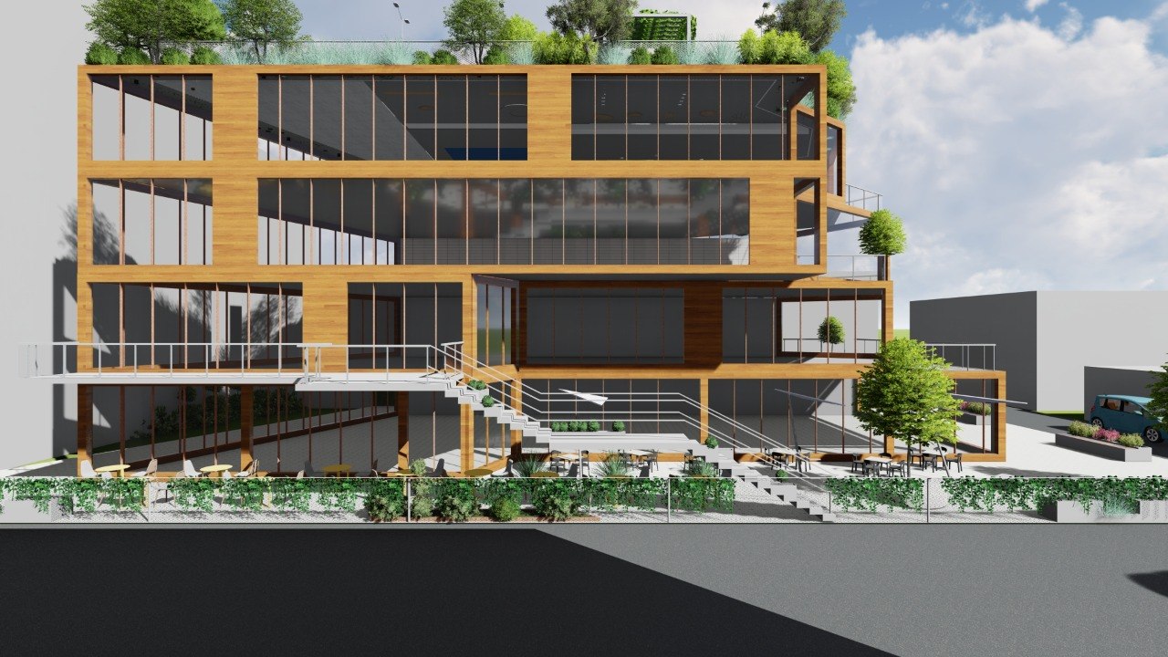 KMU Mixed Commercial — timber-clad street elevation study