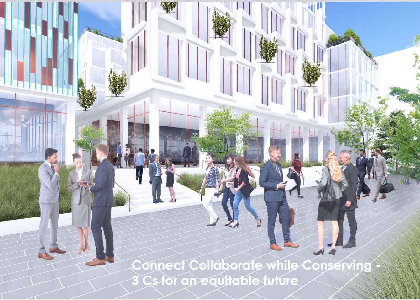 L&T Innovation Hub — arrival plaza, Connect Collaborate while Conserving