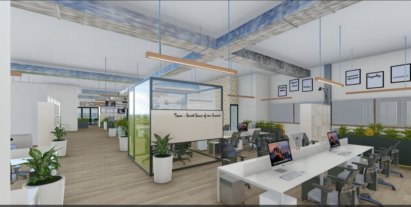 Cinch · Technopark — open team workspace with glass meeting box