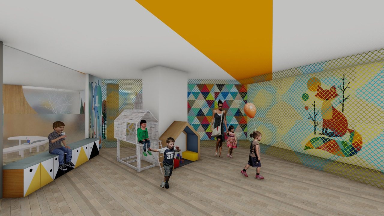 Technopark Crèche — children playing among play house and soft-net zones
