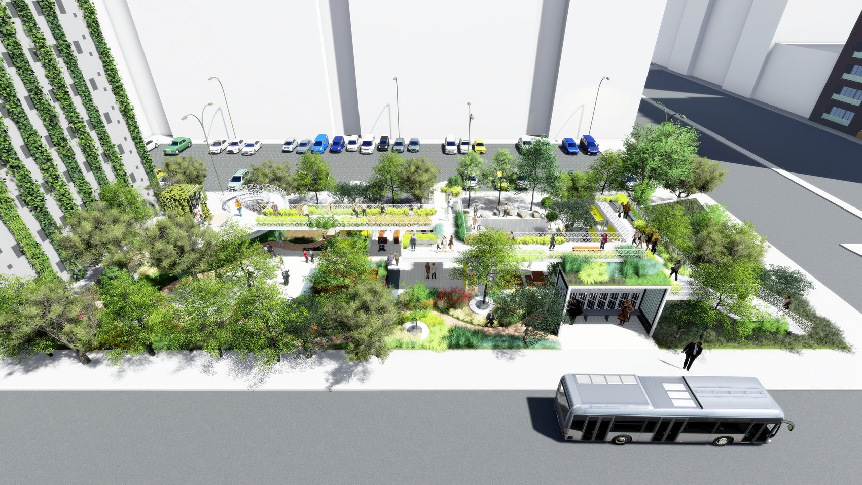 Cool Abu Dhabi — aerial overview of elevated native-planted park