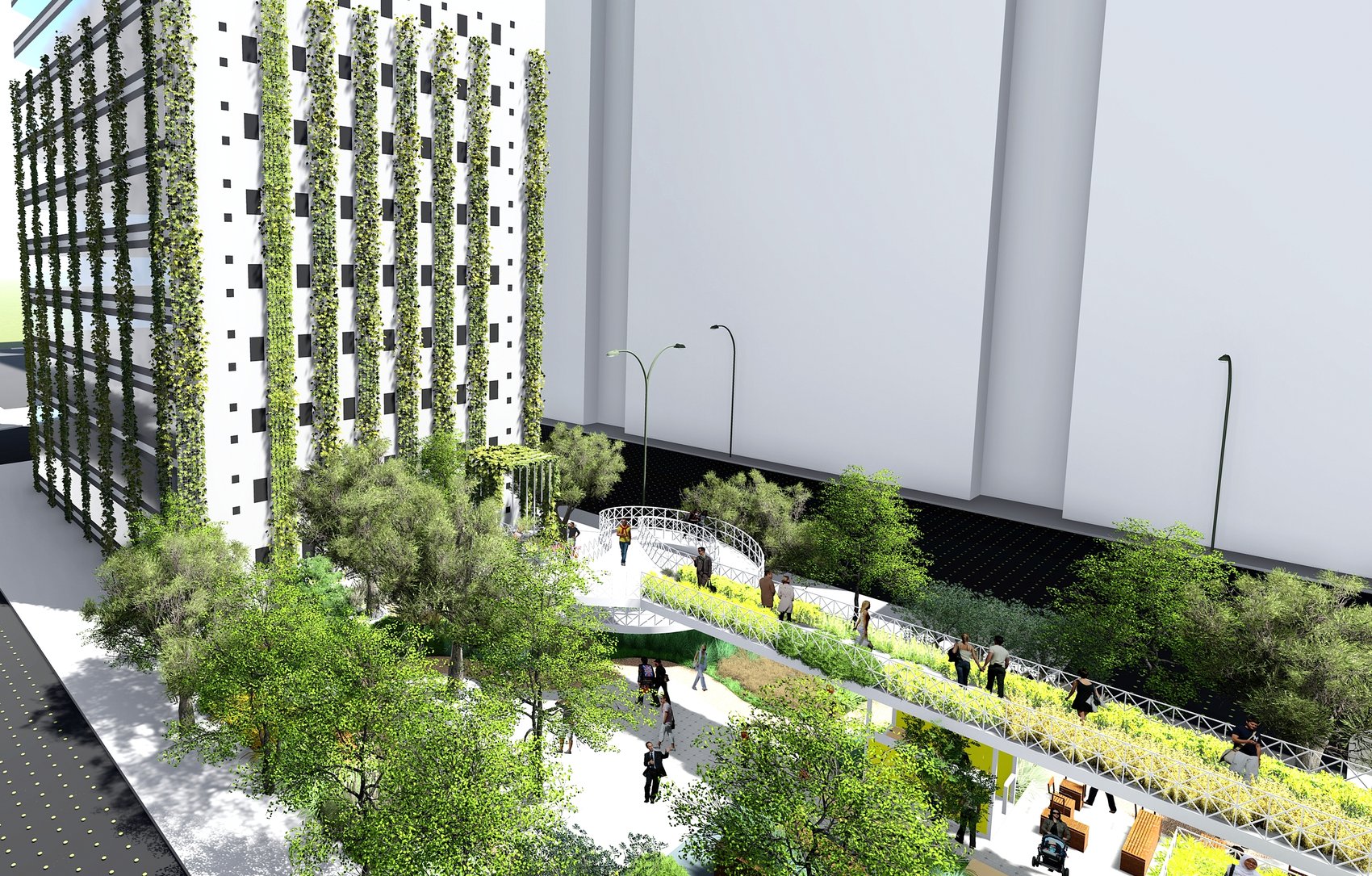 Cool Abu Dhabi — vertical green wall and reflective paving detail