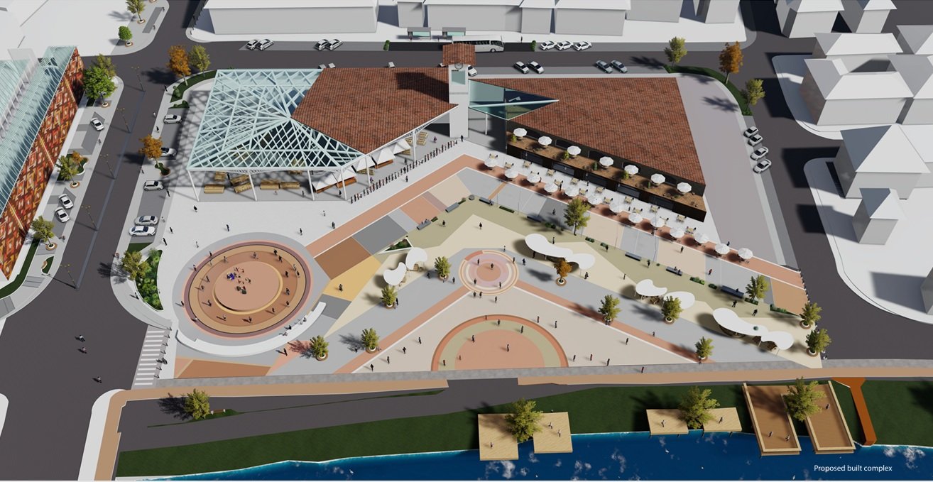 Sibiu — aerial view of the proposed Piata Cibin market complex