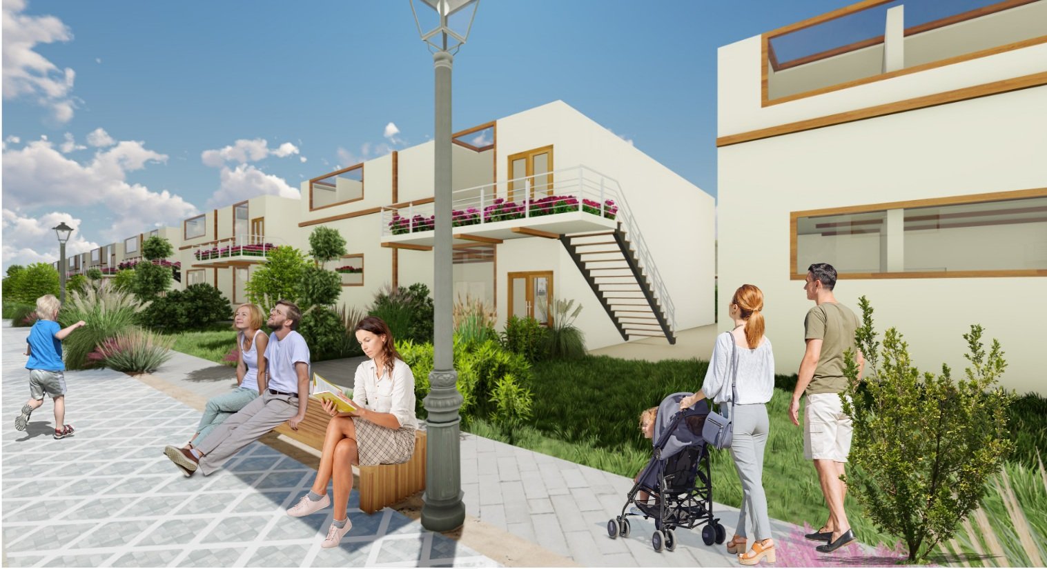 Letchworth Garden City — residents of mixed ages on the living street